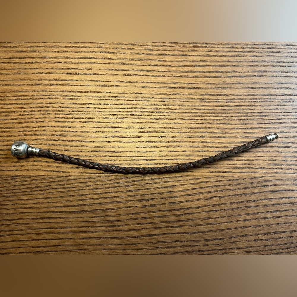 The Pandora Moments Braided Leather Clasp Bracelet